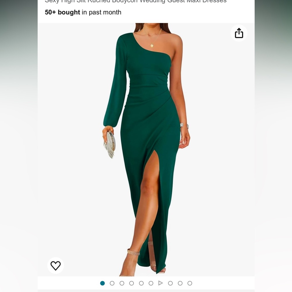 Women’s cocktail dress one shoulder green size small